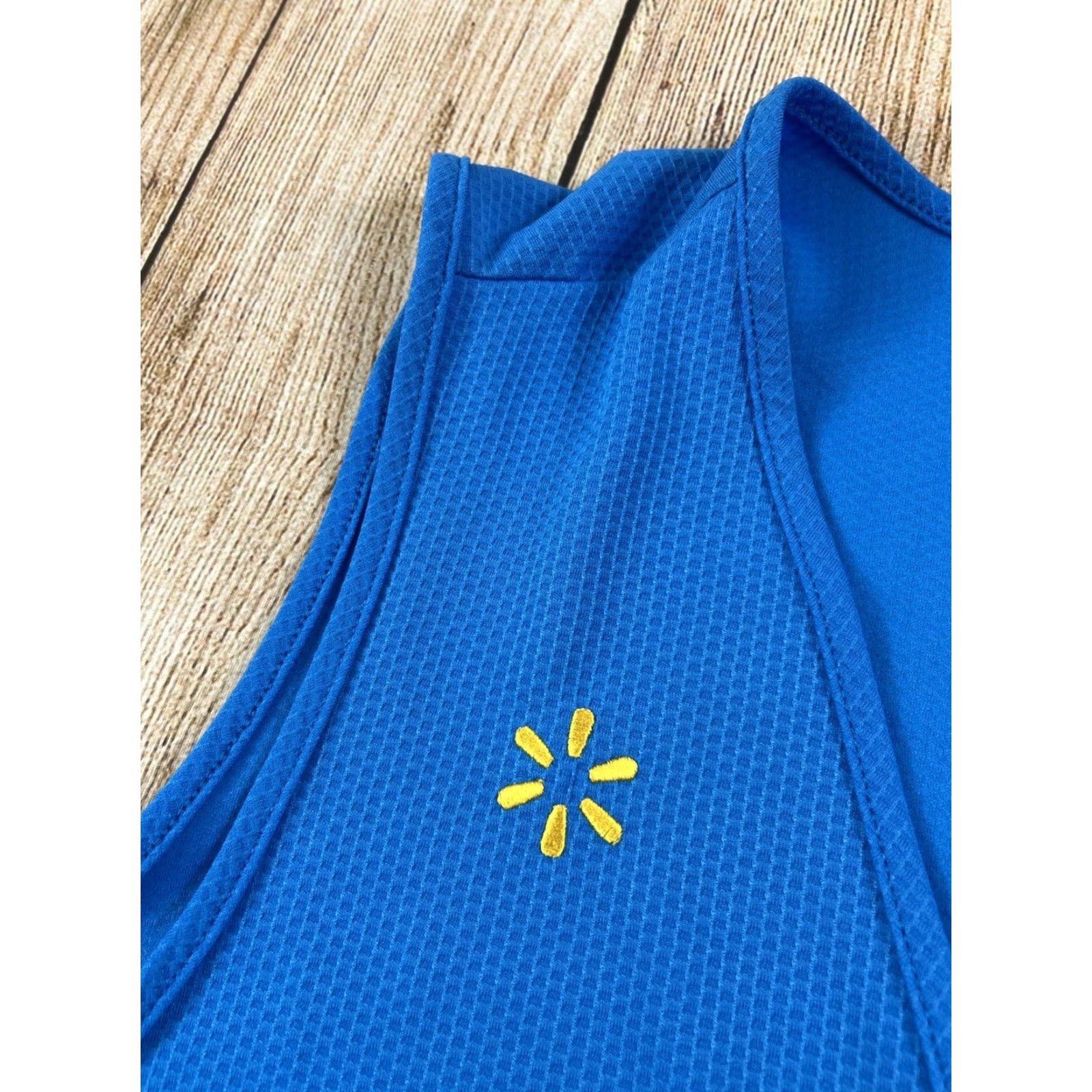 Walmart Walmart Vest 2XL Blue Full Zip Employee Uniform Polyester Unisex Mens Womens, Retail, Pre owned, Light yellowing on front along zipper Size US XXL / EU 58 / 5 - 5 Thumbnail
