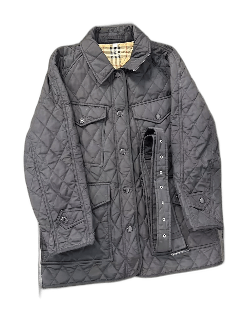 Burberry Burberry Quilted Jacket with Belt in Black Size US L / EU 52-54 / 3 - 1 Thumbnail