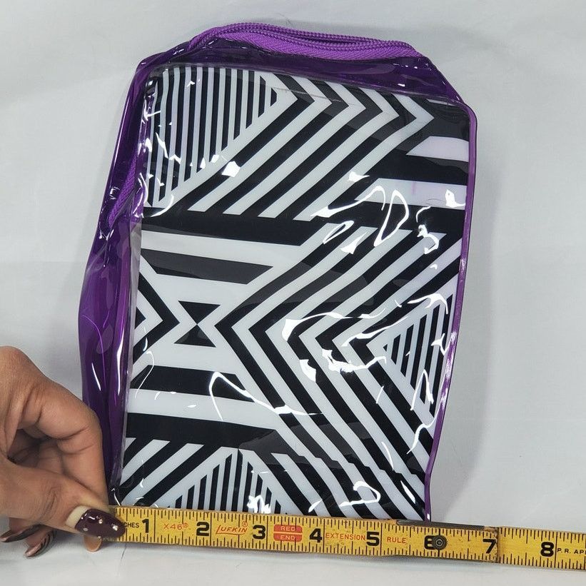Other 4 Geometric Clear Travel Cosmetic Bags Red Green Blue Purple Size ONE SIZE - 5 Thumbnail