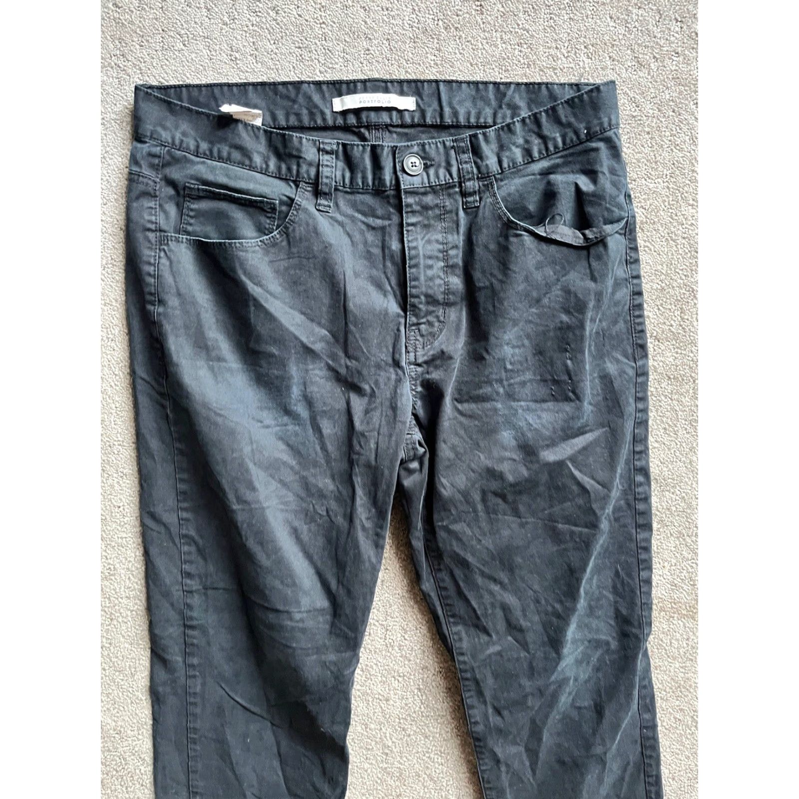 Perry Ellis Perry Ellis Men’s Pants Black Flat Front Fit 32x30 Solid Size US 32 / EU 48 - 2 Thumbnail