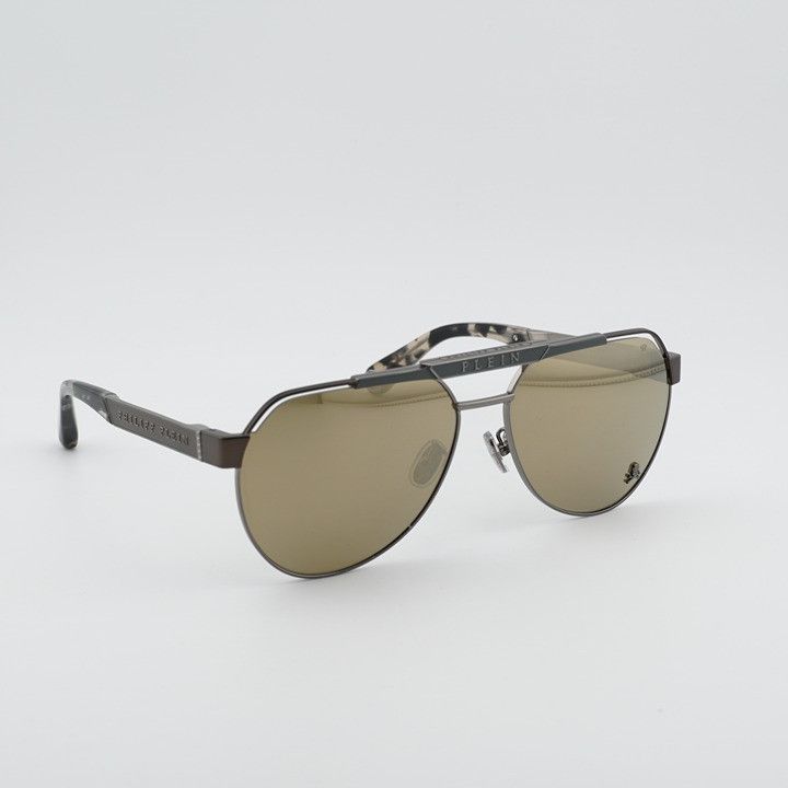 Philipp Plein Philipp Plein SPP073M 566G Sunglasses Grey Aviator Frame Size ONE SIZE - 10 Thumbnail