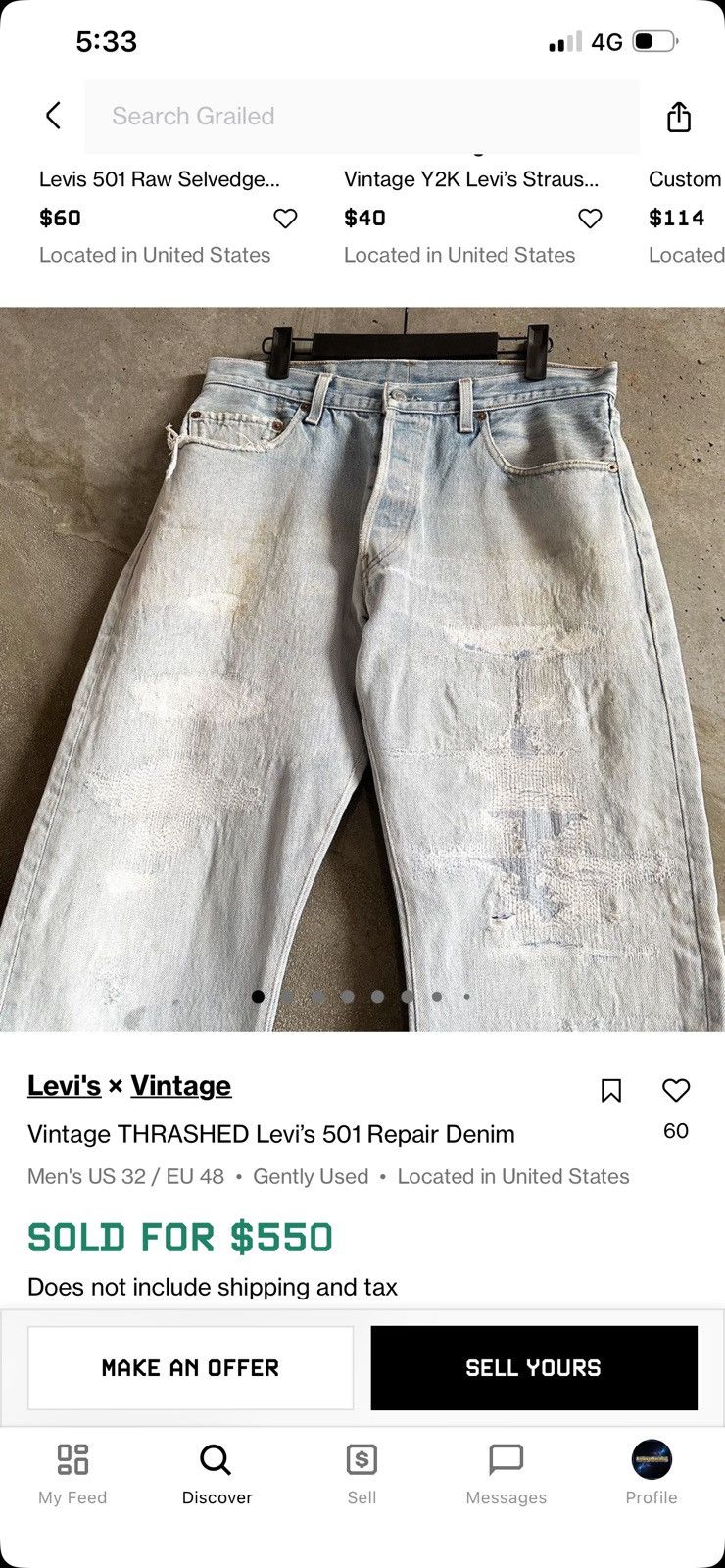 Levi's Thrashed Levi's 543 Reworked Anime Pop-Art Boro Sashiko Size US 30 / EU 46 - 2 Thumbnail