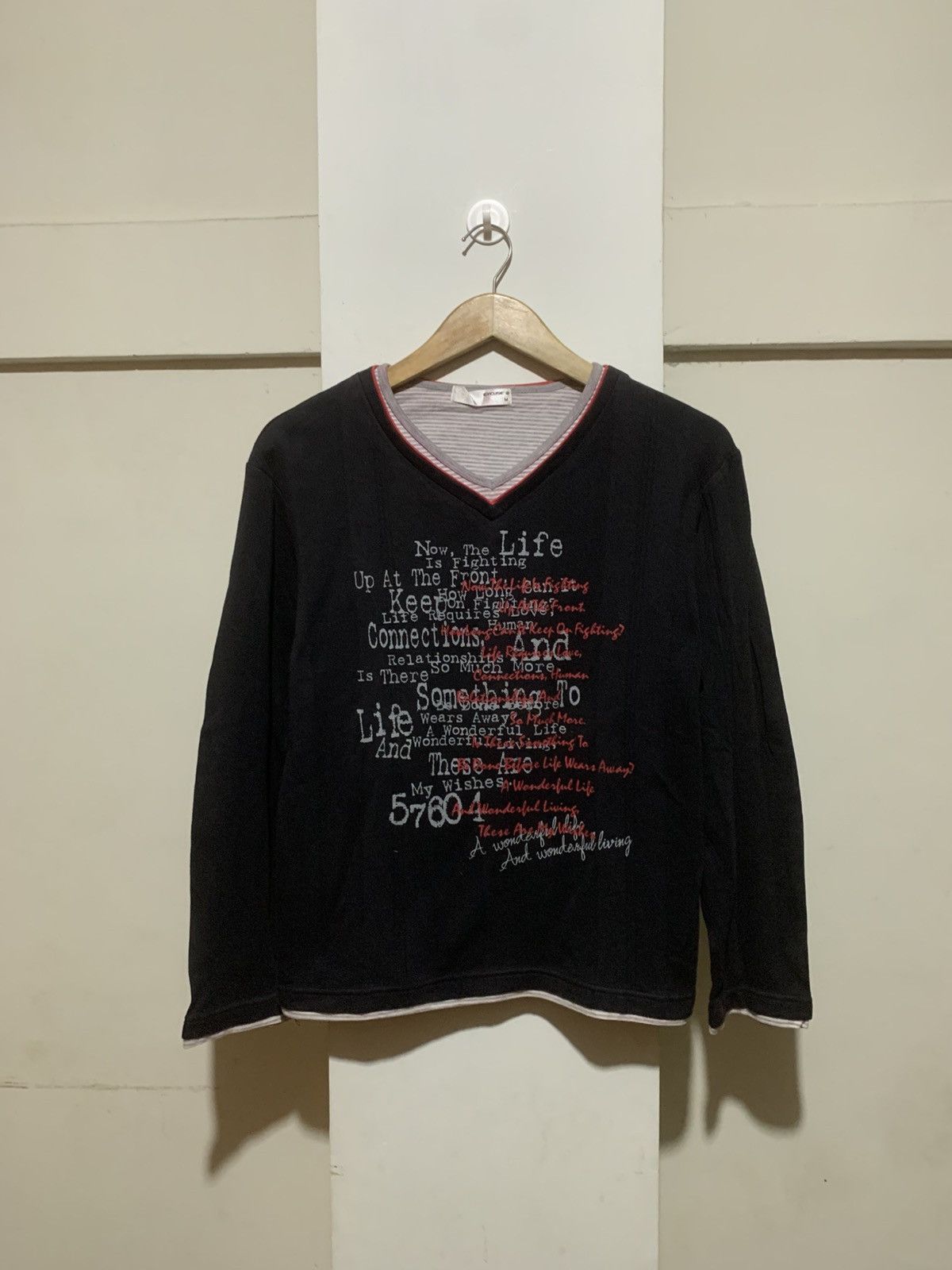 If Six Was Nine Japanese Excuse Poem DoubleLayer LongSleeve Rock Punk Style Size US M / EU 48-50 / 2 - 1 Thumbnail