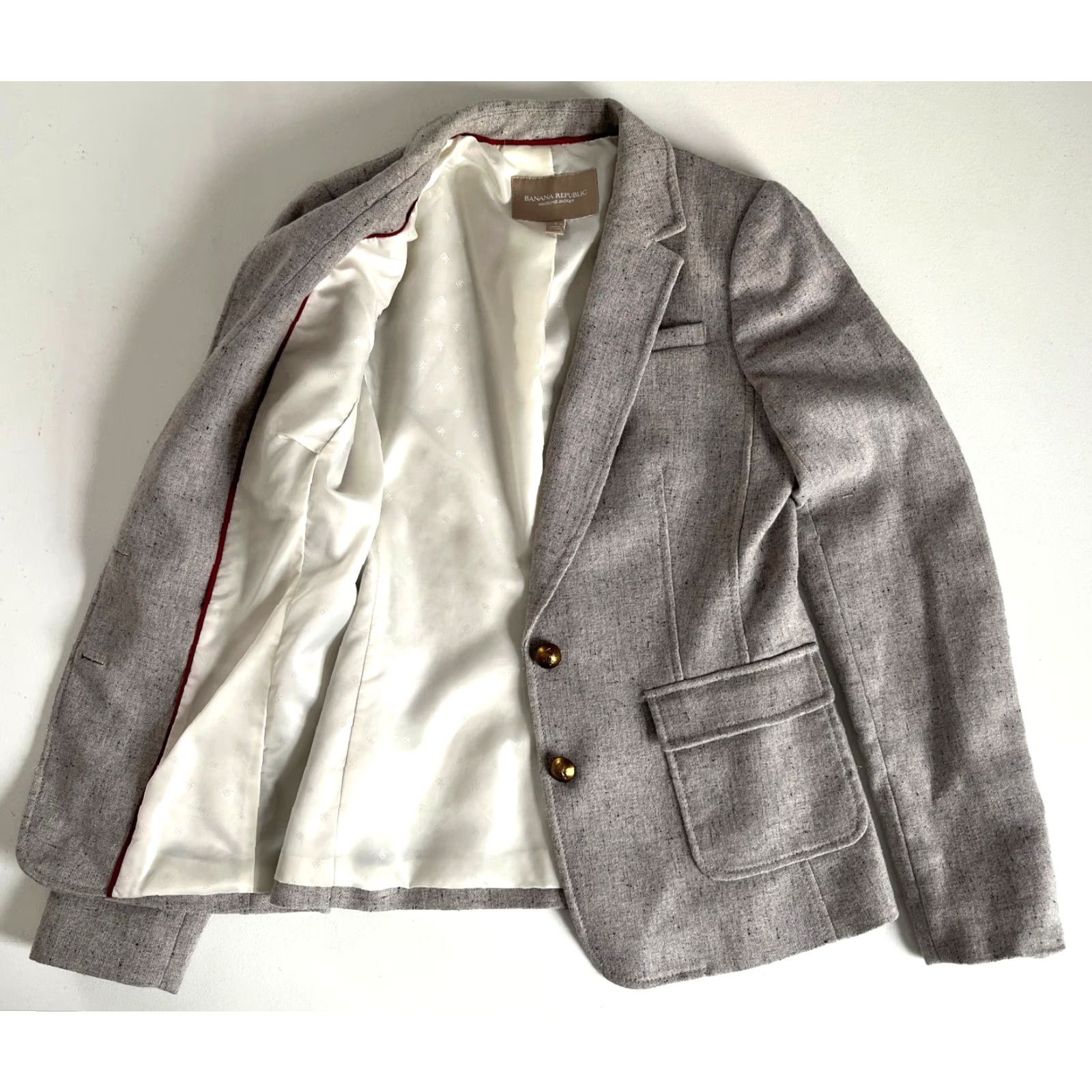 Banana Republic VINTAGE Banana Republic Blazer Jacket Women’s Wool Blend Sz 4 Gray Elbow Patches 2000s Hacking Size S / US 4 / IT 40 - 4 Thumbnail