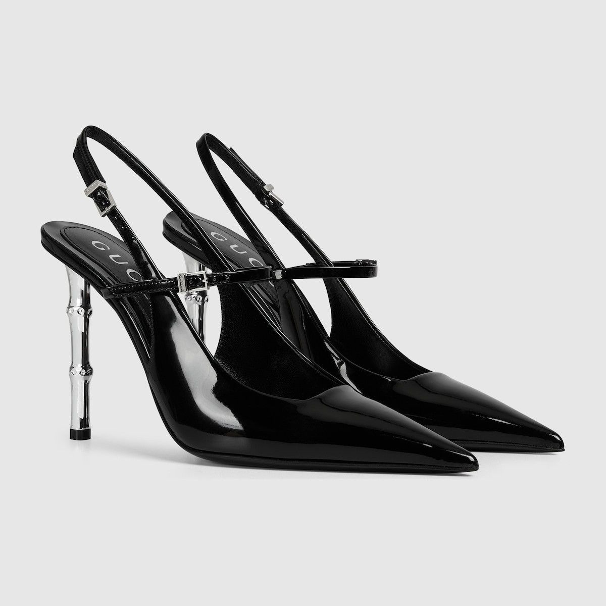 Gucci oc11z1025 Slingback Pumps With Bamboo Heels in Black Size US 7 / IT 37 - 2 Thumbnail