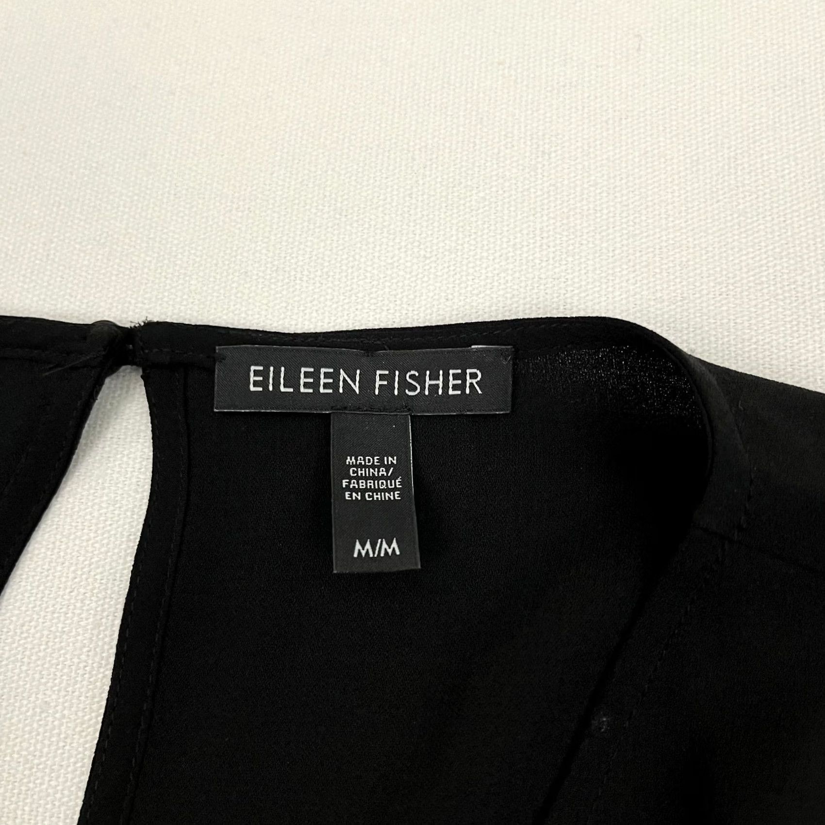 Eileen Fisher VINTAGE? No. Eileen Fisher Blouse Tunic Top Silk Black M Womens Regular Crew Neck Pullover Casual Size M / US 6-8 / IT 42-44 - 2 Thumbnail