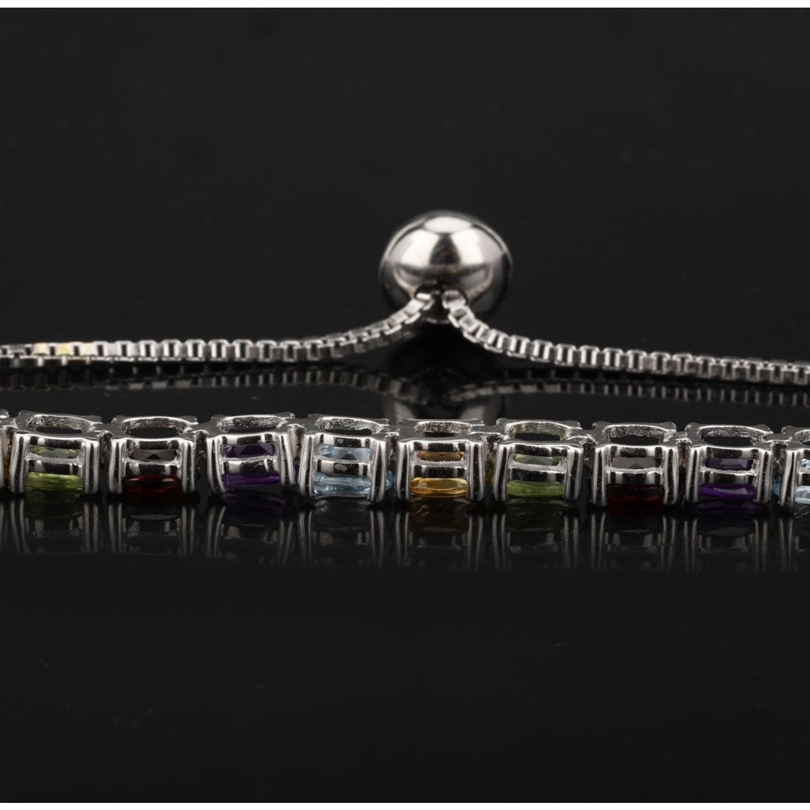 Other Semiprecious Multi-Stone Adjustable Tennis Bracelet Size ONE SIZE - 4 Thumbnail