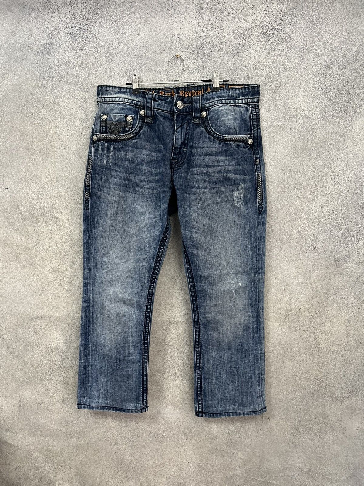 Rock Revival ROCK REVIVAL Hadriel Straight Blue Distressed Jeans Size US 34 / EU 50 - 10 Thumbnail