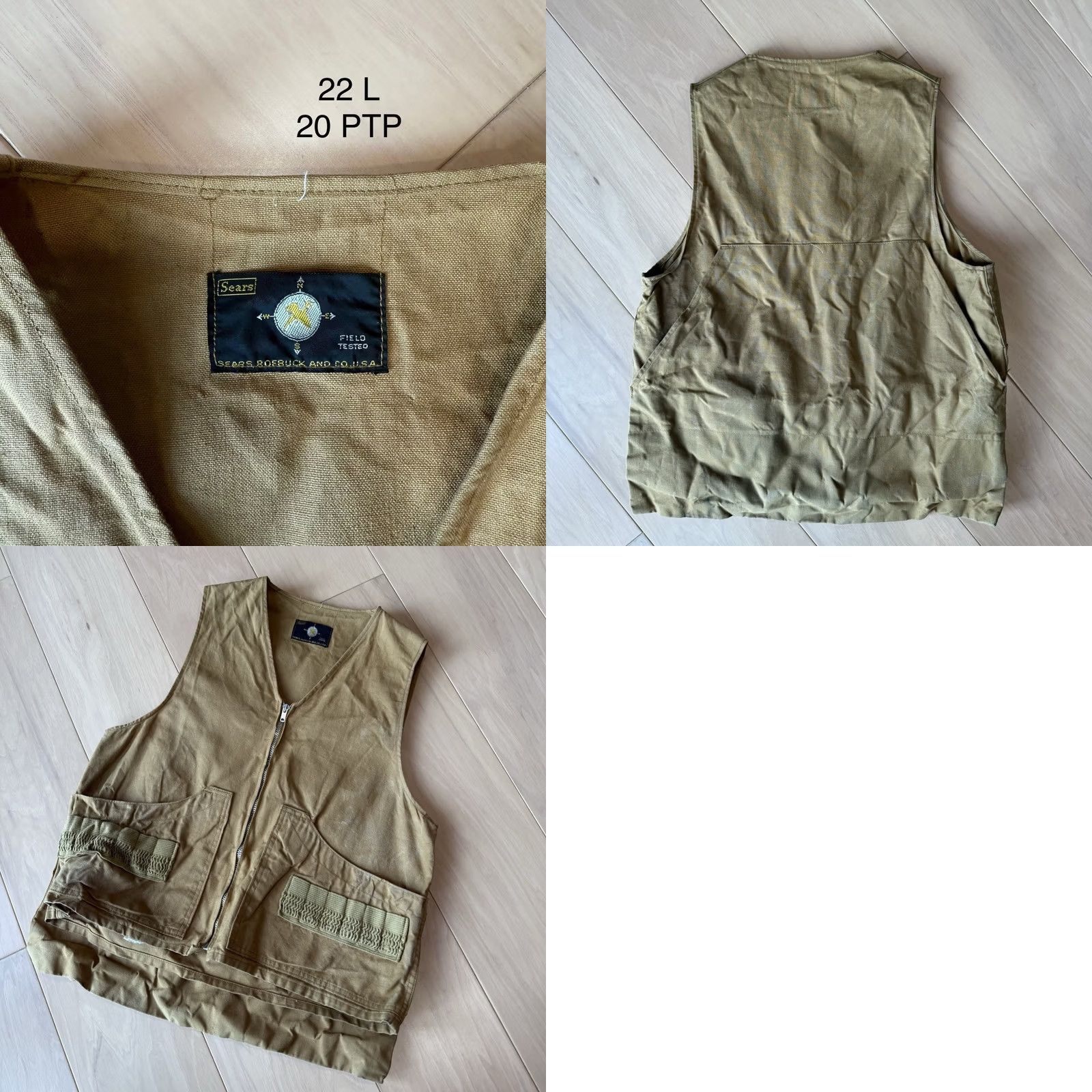 Sears VINTAGE Sears Field Tested Vest Small Khaki 80s Outdoors Hunting Workwear Vest Men S Khaki USA Western Armor? Size US S / EU 44-46 / 1 - 8 Thumbnail