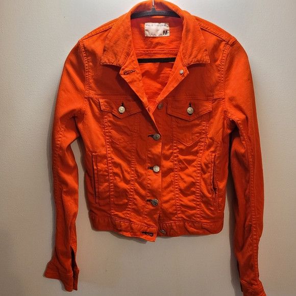 Rag & Bone Rag & Bone Bright Neon Orange Denim Jacket - Size M Size M / US 6-8 / IT 42-44 - 1 Thumbnail