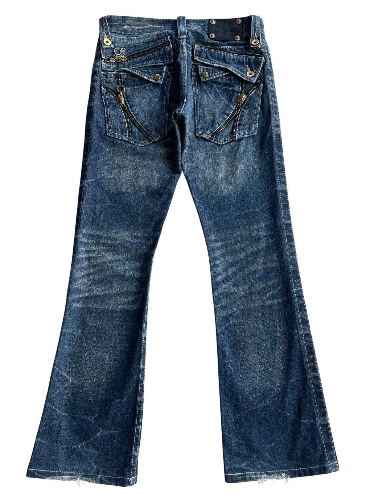 Kapital Flare Semantic Design Japanese Distressed Denim Jeans Size US 31 - 3 Thumbnail