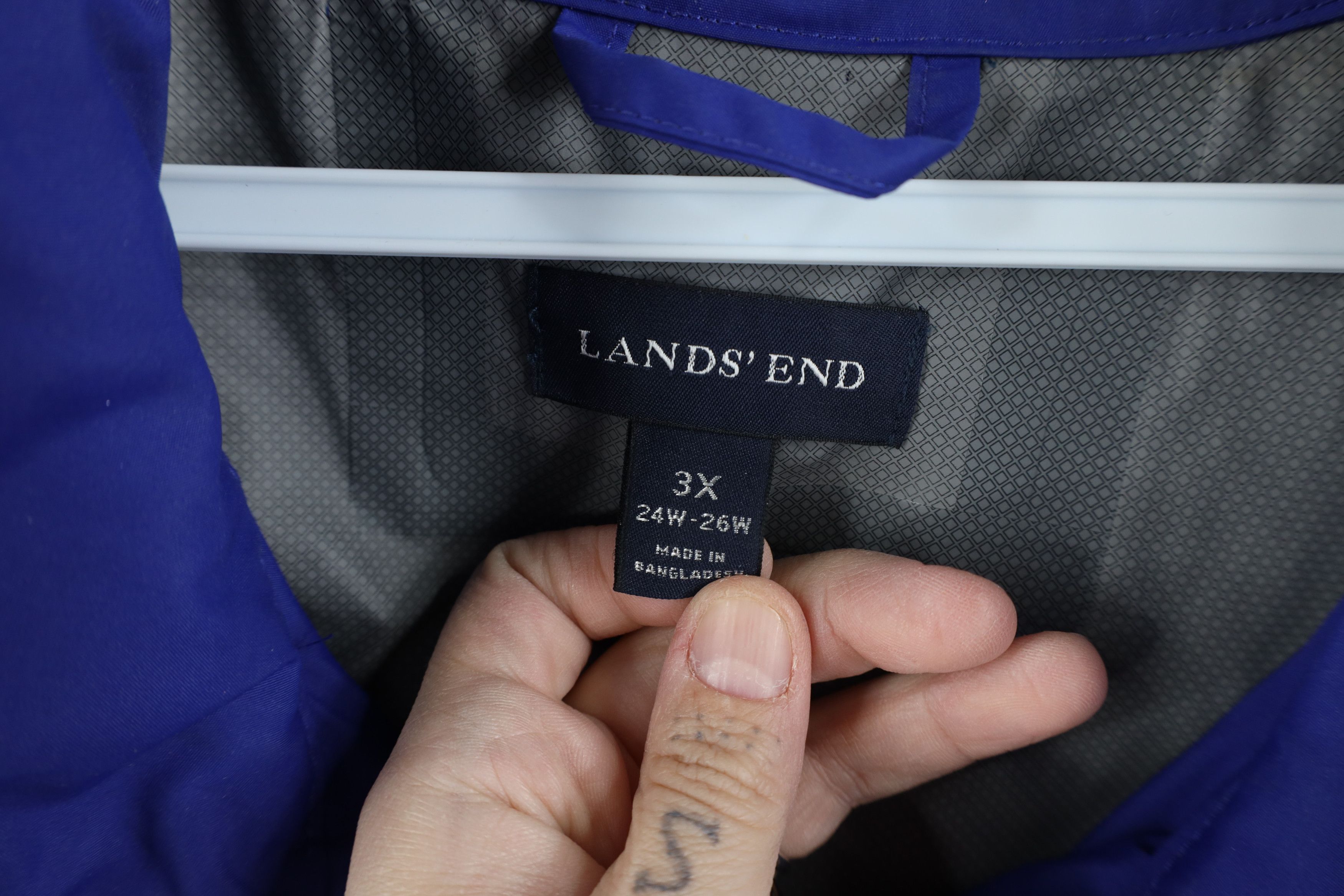 Lands' End × Vintage Vintage Lands End Hooded Full Zip Rain Parka Jacket Blue Size 3XL / US 20-22 - 10 Thumbnail