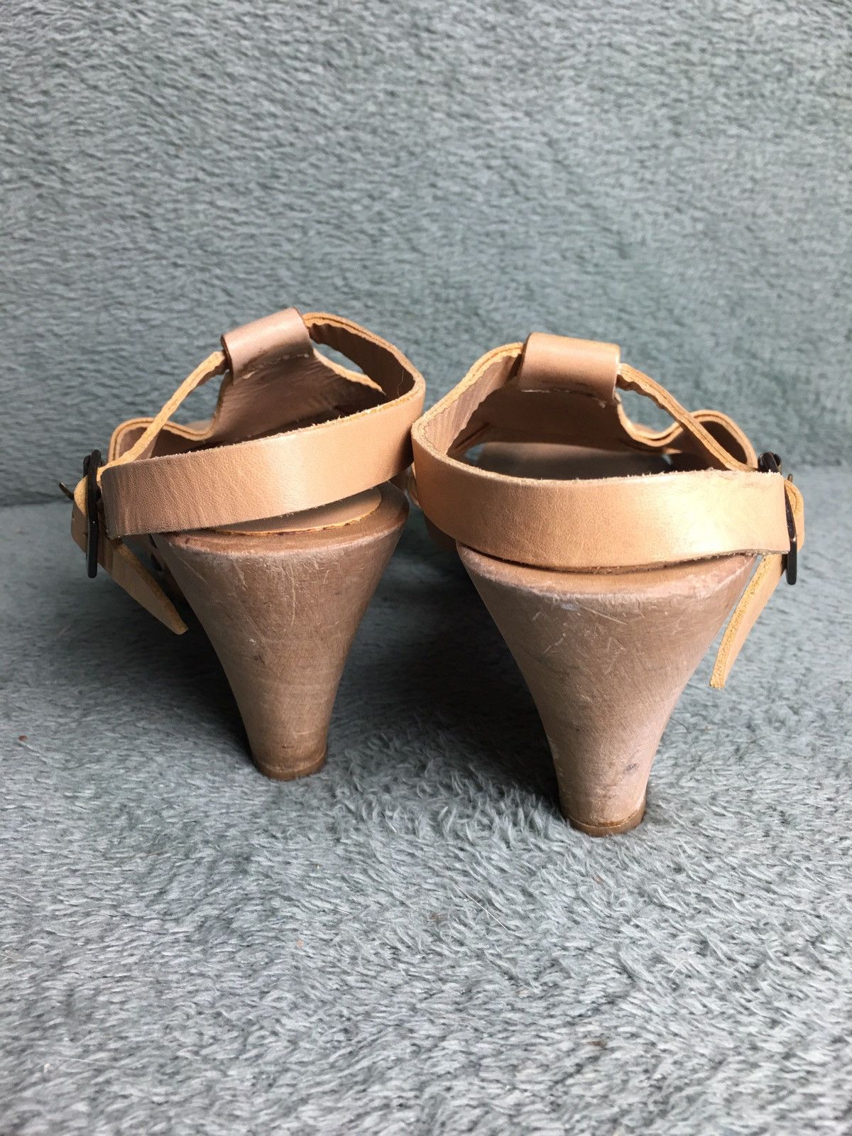 Chloe Chloé Chloe Strappy Sandals Beige Leather Wood Platform EU39 Size US 9 / IT 39 - 3 Thumbnail