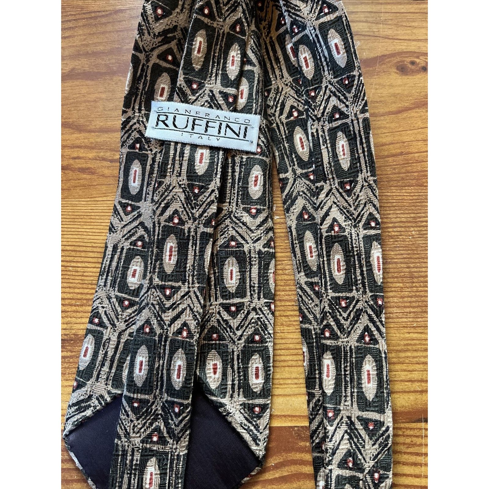 Other Gianfranco Ruffini Men’s beige Funky Neck Tie Peacock Silk Size ONE SIZE - 4 Thumbnail