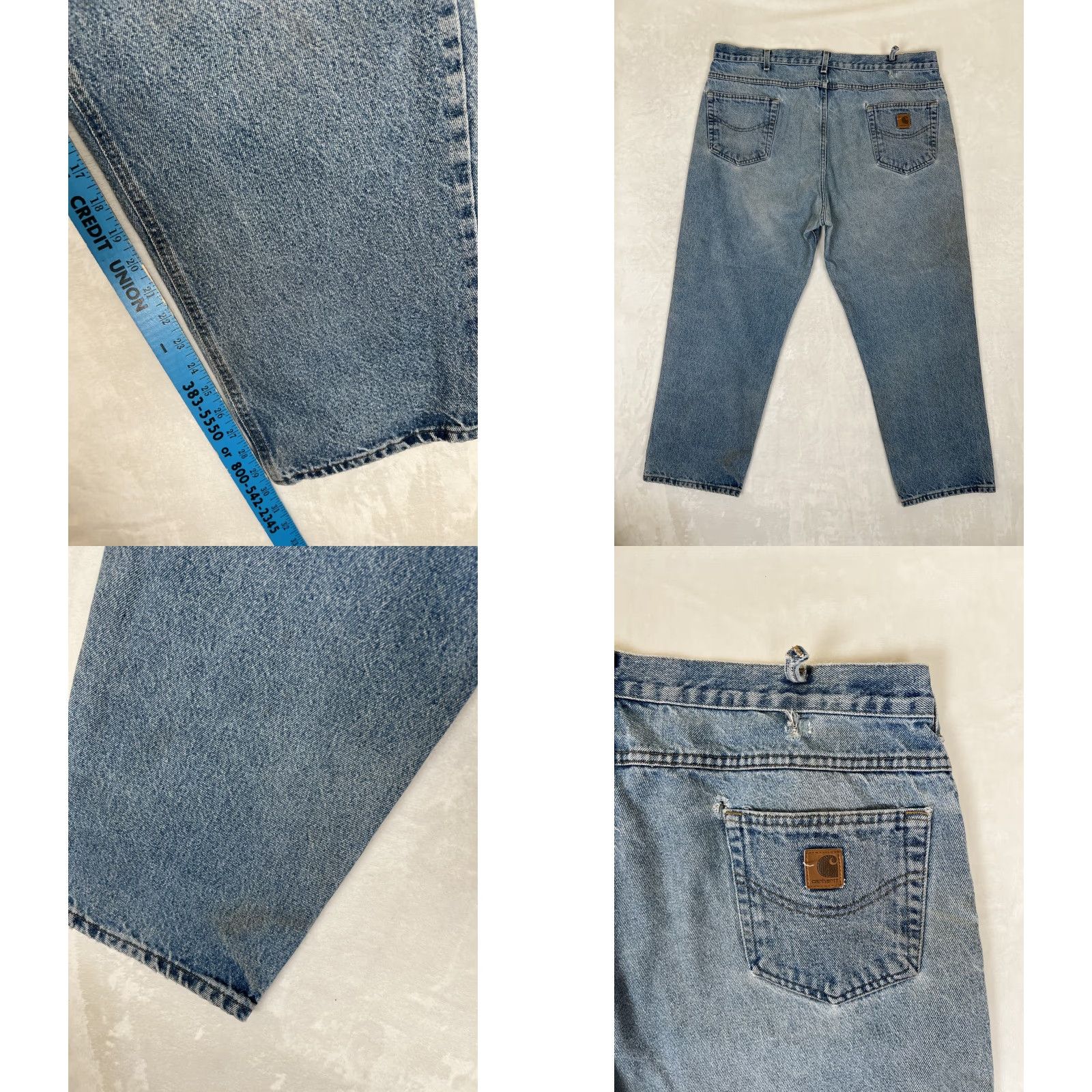 Carhartt VINTAGE Carhartt B160 DST Jeans Mens 42x30 Distressed Denim Leather Tag Workwear Size US 42 / EU 58 - 8 Thumbnail