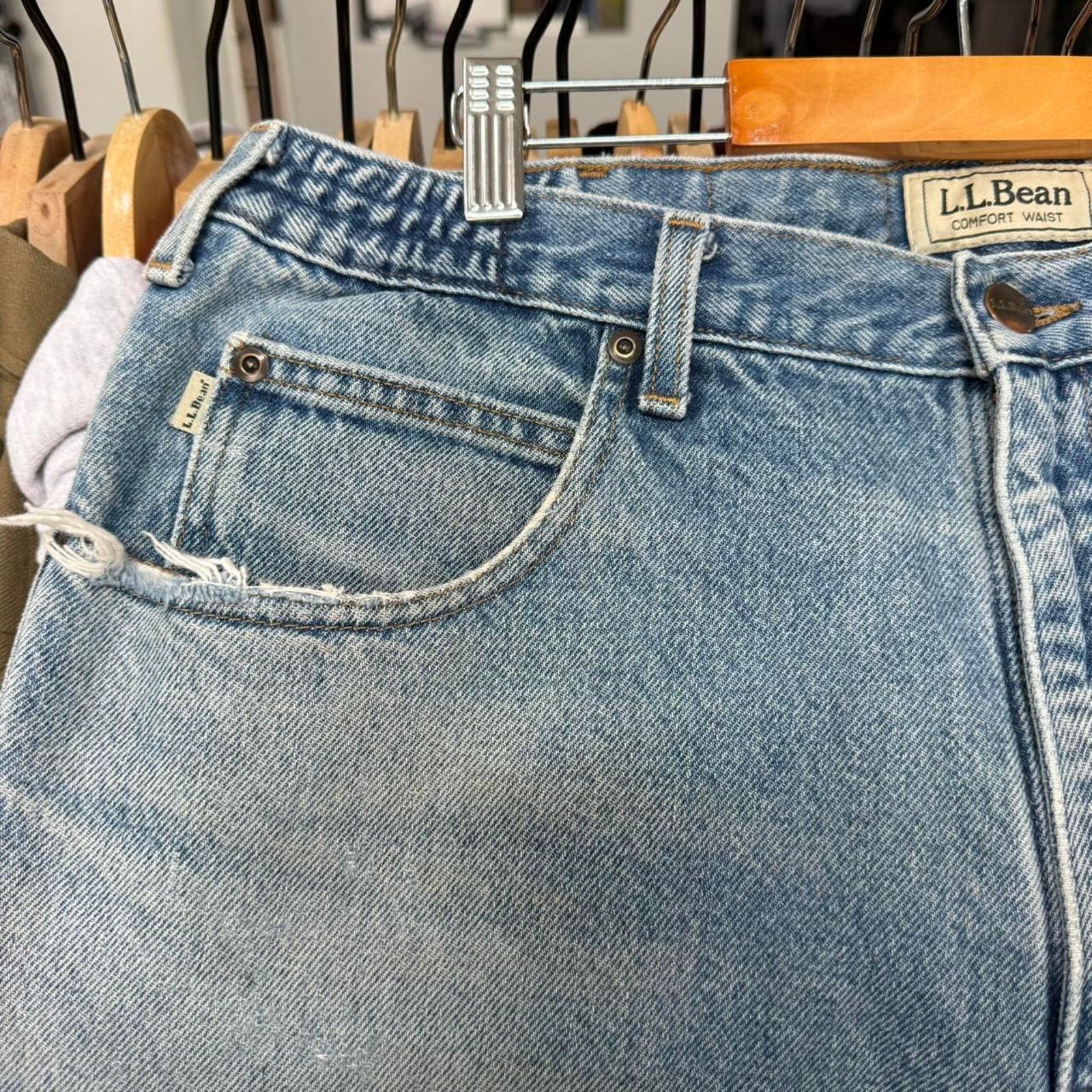 Other Vintage Y2K L.L.Bean Flannel Lined Distressed Jeans Size US 33 - 4 Thumbnail