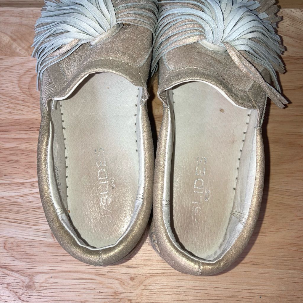 J Brand J Slides Raoul Espadrilles Pompom Accent Metallic Leather Sneaker Women’s Size 6 Size US 6 / IT 36 - 10 Thumbnail