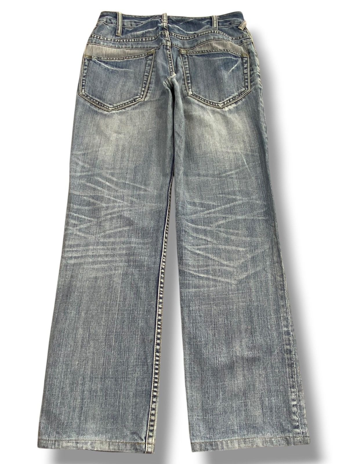 Japanese Brand Japanese Brand Faded Blue Wash whiskers Style Loose Jeans Size US 29 - 3 Thumbnail