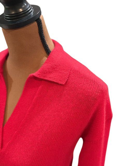 AQUA AQUA Cashmere Long Sleeve Collared Polo Sweater in Red Size S / US 4 / IT 40 - 5 Thumbnail