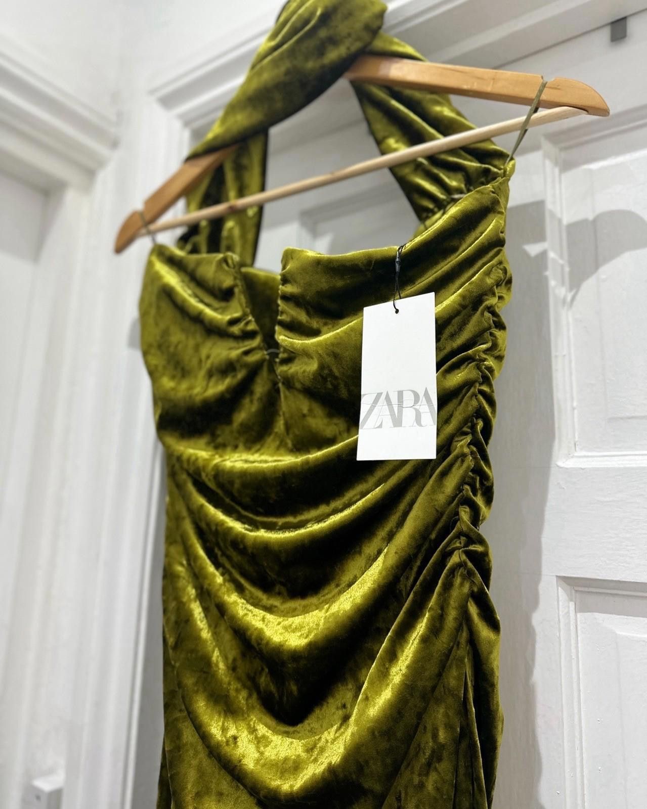 Zara ZARA green long maxi velvet dress BNWT Size XL / US 12-14 / IT 48-50 - 3 Thumbnail