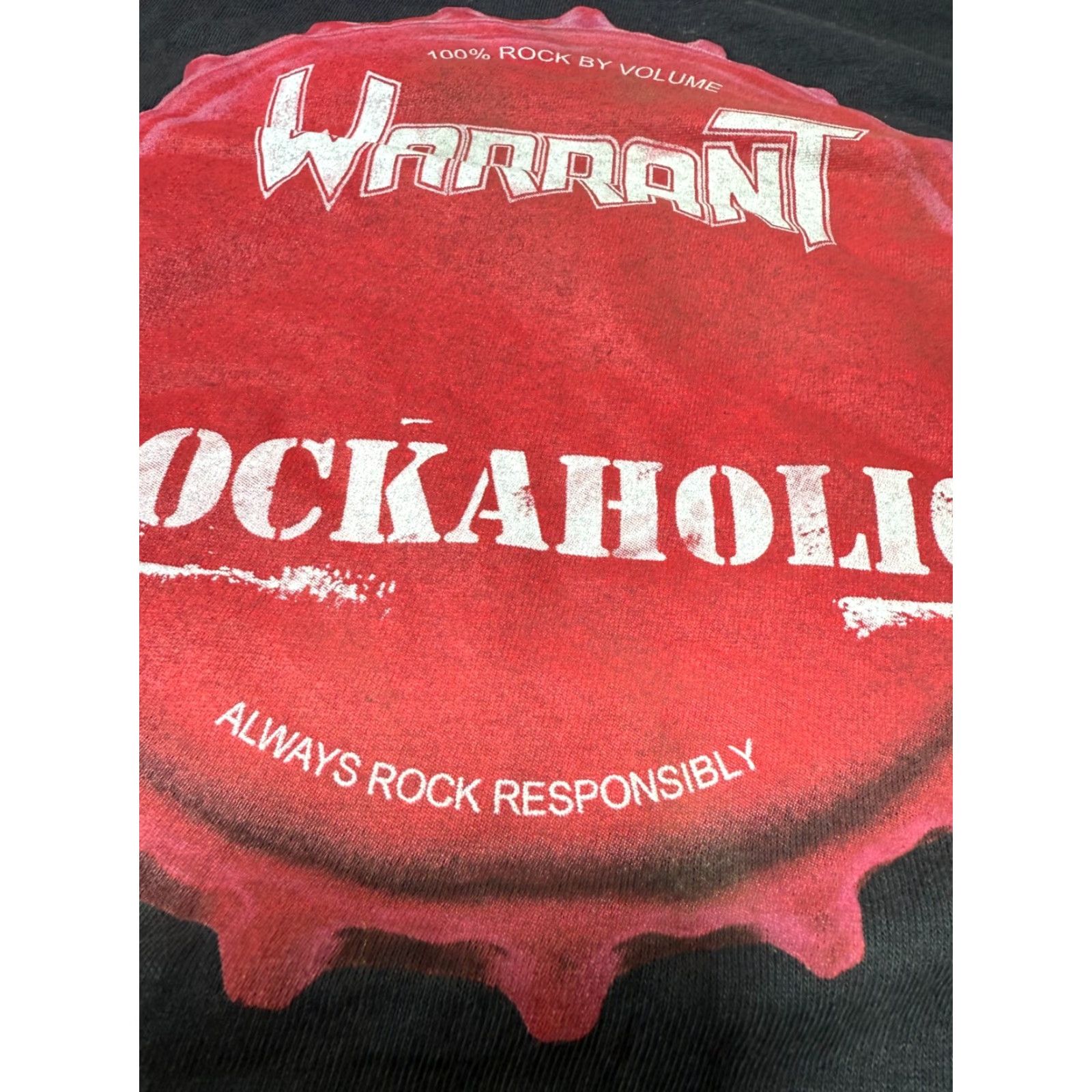 Vintage WARRANT Rock Band T-Shirt Rockaholic Large Short Sleeve Crew Neck Black Mens/Unisex Adults Shirt Size US L / EU 52-54 / 3 - 5 Thumbnail