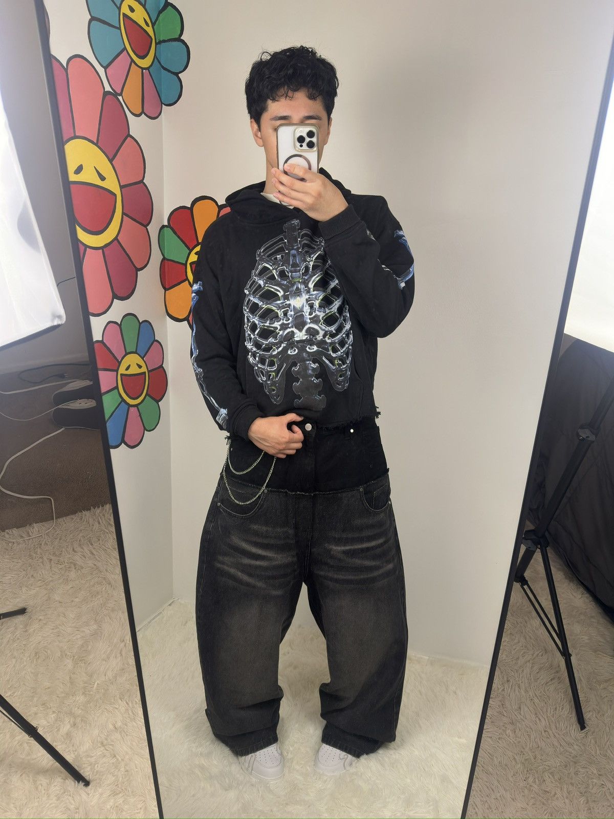 Other 3D chrome silver skeleton hoodie Size US M / EU 48-50 / 2 - 11 Thumbnail