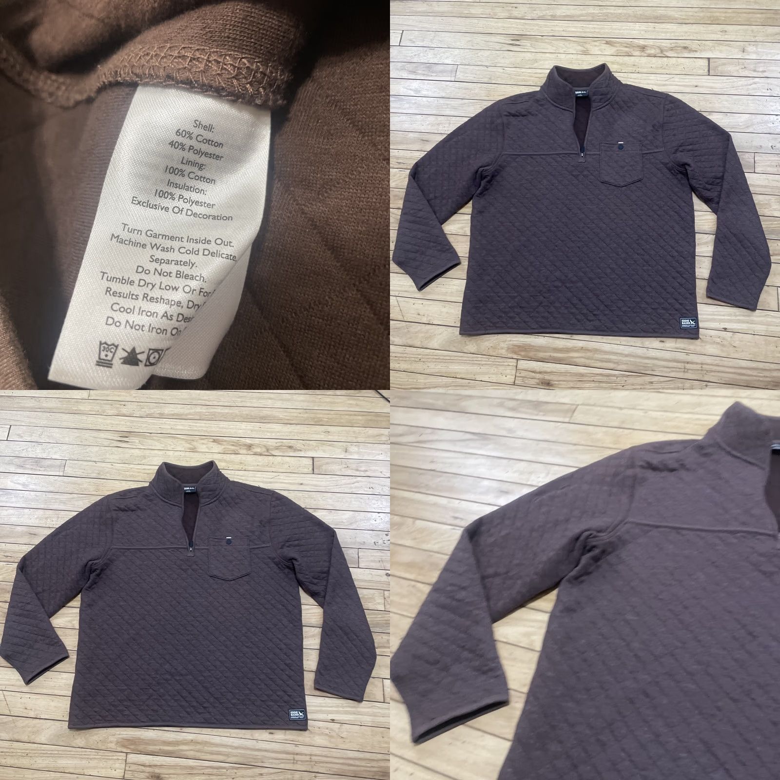 Eddie Bauer VINTAGE Eddie Bauer Hunting Quilted Texture 1/4 Zip Sweater Men L Brown Capsule Knit L Size US L / EU 52-54 / 3 - 10 Thumbnail