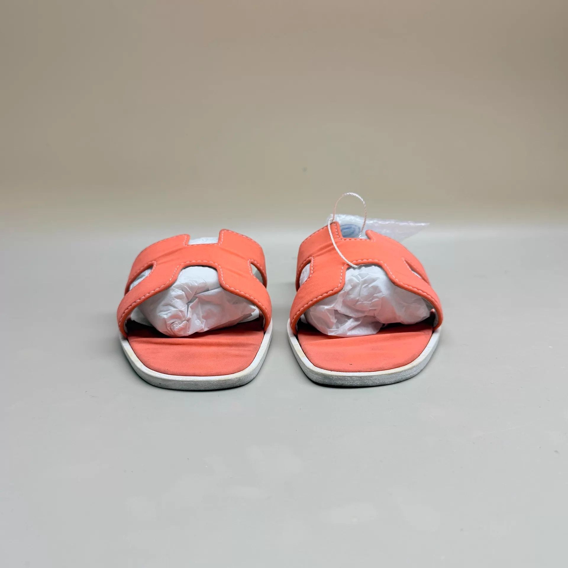 Hermes Hermes White & Orange H Slipper 99 New 37.5 Size US 7 / IT 37 - 2 Thumbnail