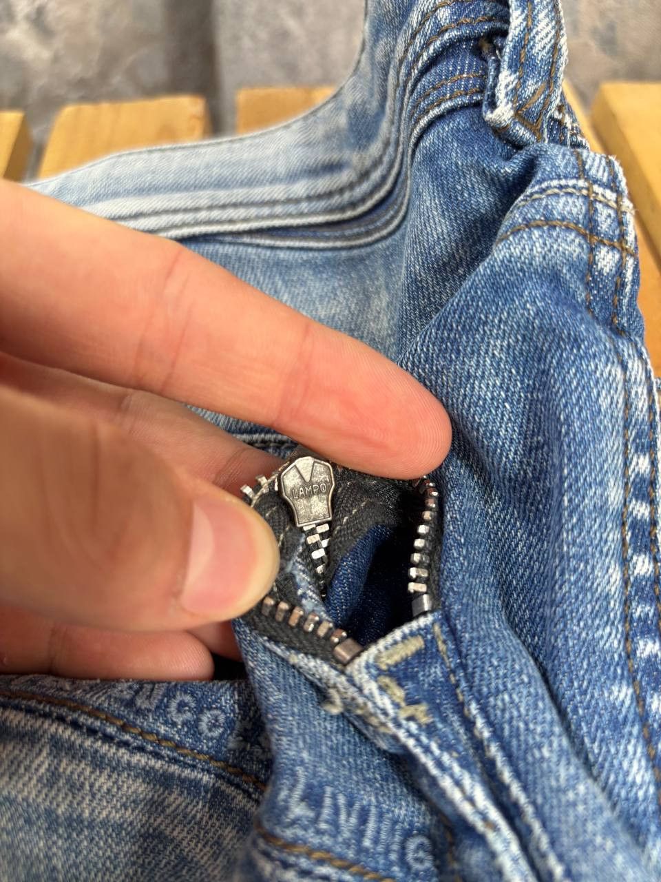 Diesel Diesel Poiak Selvedge Washed Lampo Zip Pockets Denim Jeans Size US 31 - 6 Thumbnail