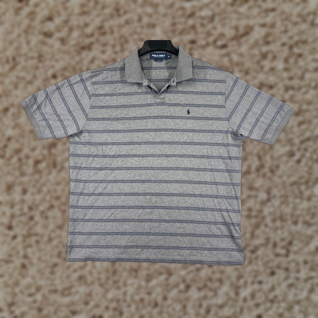 Ralph Lauren VINTAGE Ralph Lauren Polo Golf Shirt Men XL Gray Stripe Cotton Modern Sports Size US XL / EU 56 / 4 - 1 Thumbnail