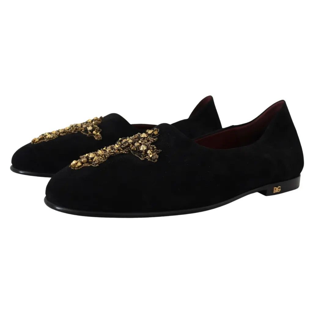 Dolce & Gabbana o1y0125 Suede Embellished Loafers in Black Size US 7.5 / EU 40-41 - 7 Thumbnail