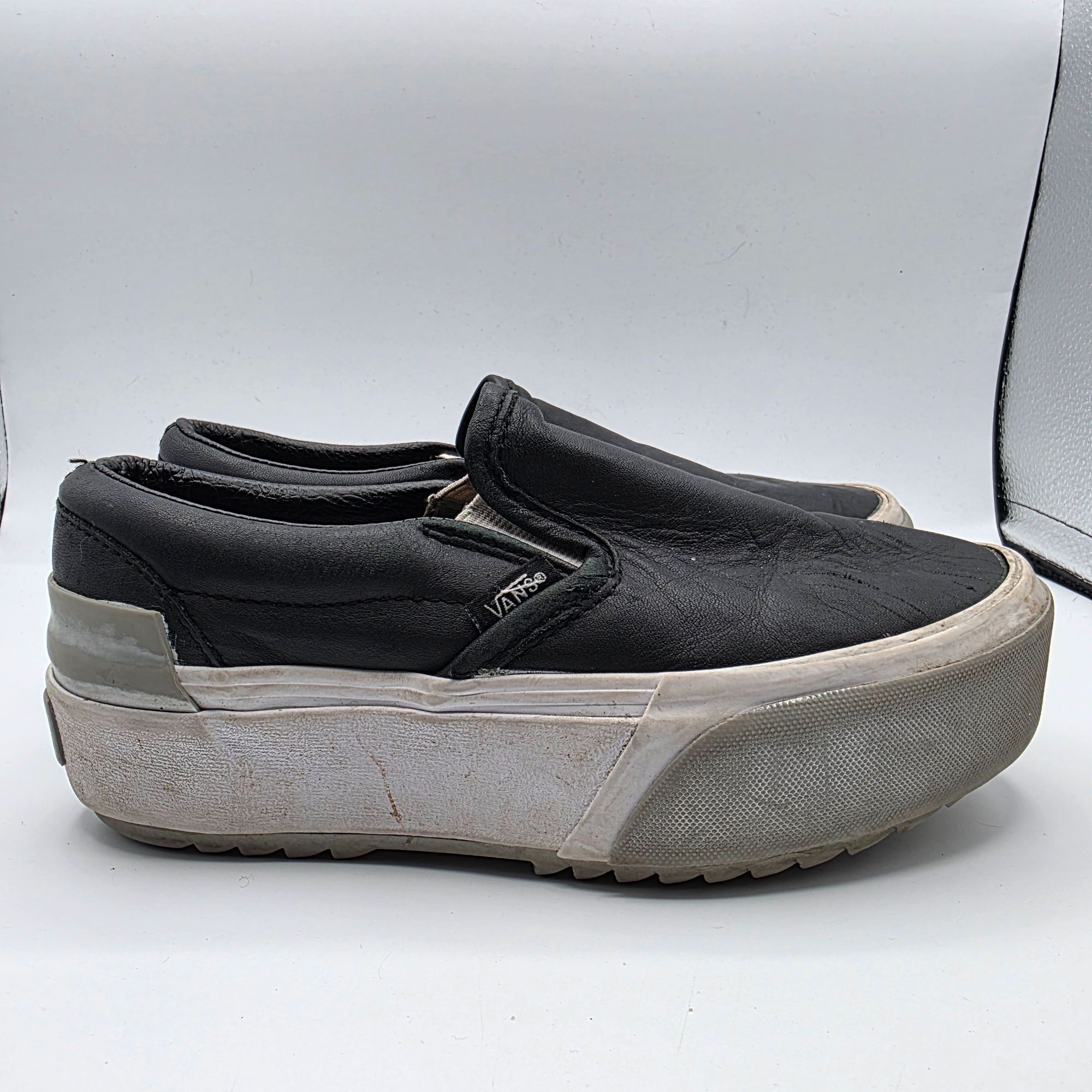 Vans Vans Old Skool Stacked Womens Size 5 Shiny Black Silver Whit Size US 5 / IT 35 - 12 Thumbnail