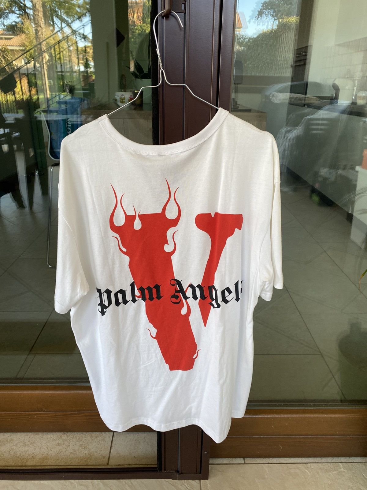 Palm Angels × Vlone VLONE x Palm Angels Staple Tee (White/Red 