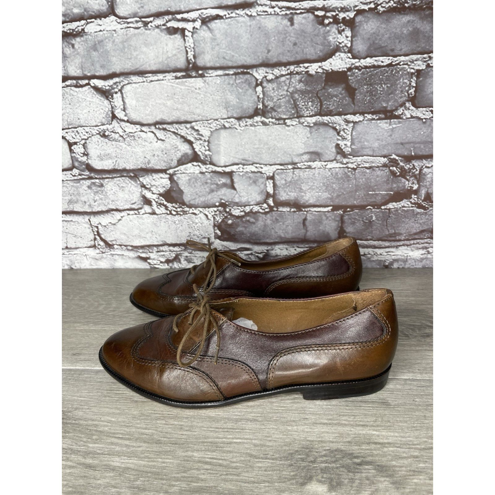 Bass G.H. Bass Tailored Brown Leather Wingtip Lace Oxfords Shoes Size US 7.5 / IT 37.5 - 21 Thumbnail