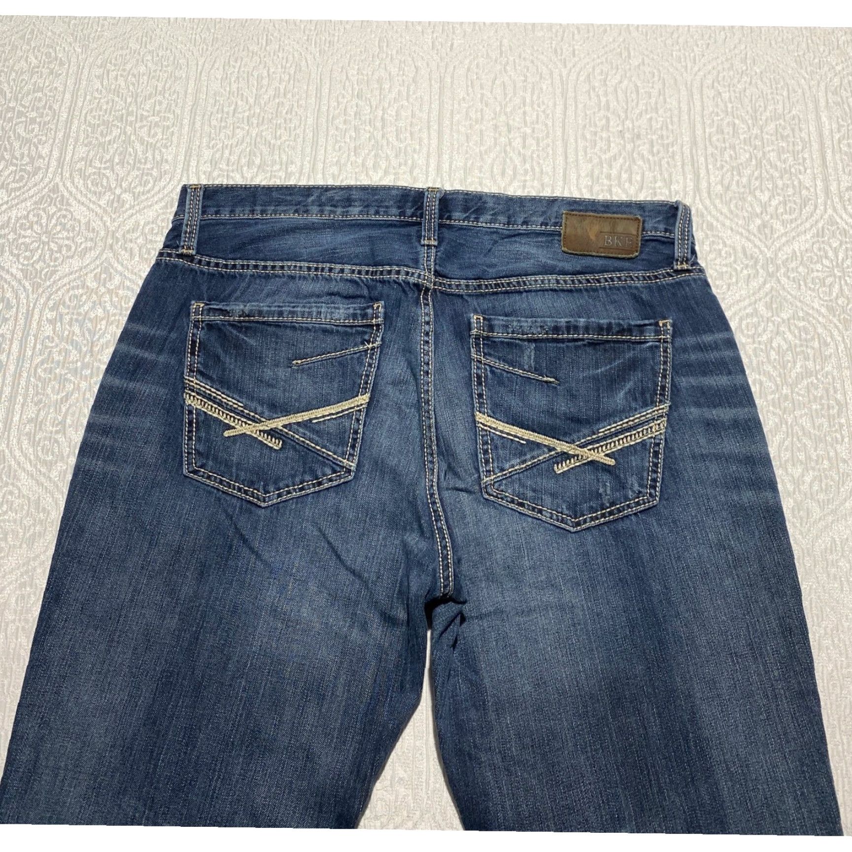 Vintage Buckle BKE Derek Straight Denim Jeans Mens 36R Blue Distressed Ripped 5-Pocket Design Jeans Straight Mens Blue 36 Size US 36 / EU 52 - 5 Thumbnail