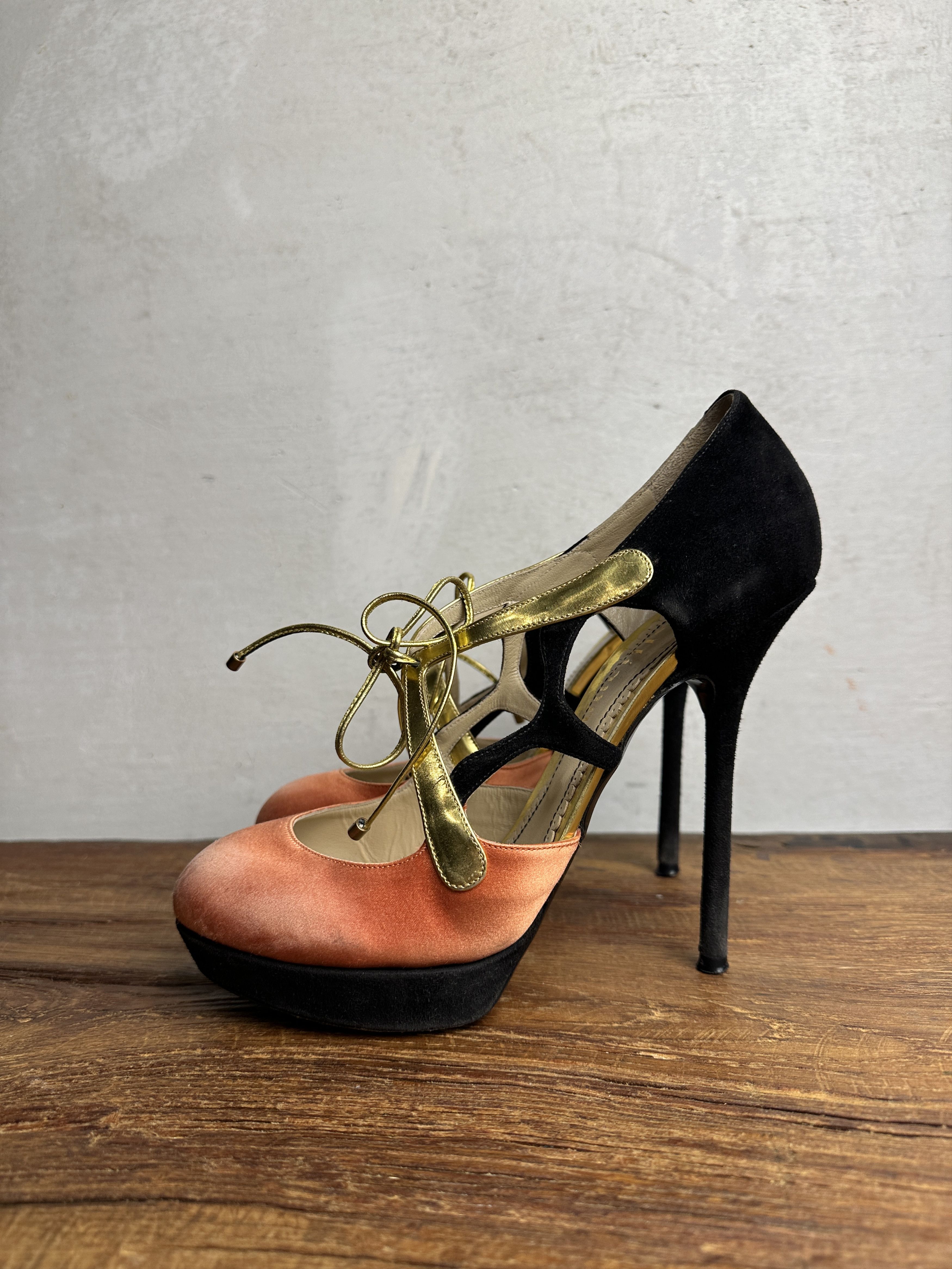 John Galliano John Galliano Archive Silk/Suede High Heeled Shoes Size US 9.5 / IT 39.5 - 1 Thumbnail
