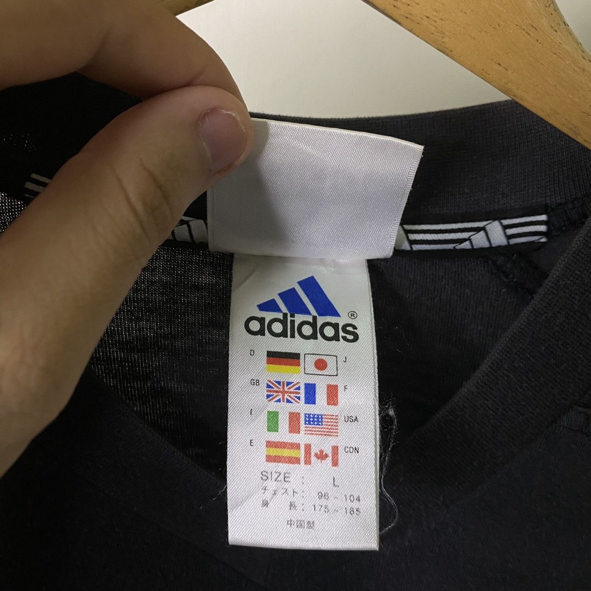 Adidas × Vintage Vintage 1990s Adidas Essential V Neck Tee Size US L / EU 52-54 / 3 - 5 Thumbnail