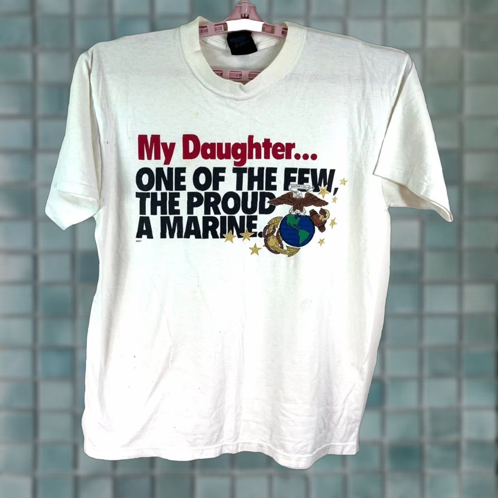 Soffe Vintage Marines T-Shirt Adult Large White Graphic Print Crew Neck Logo 90s Mens Size US L / EU 52-54 / 3 - 1 Thumbnail