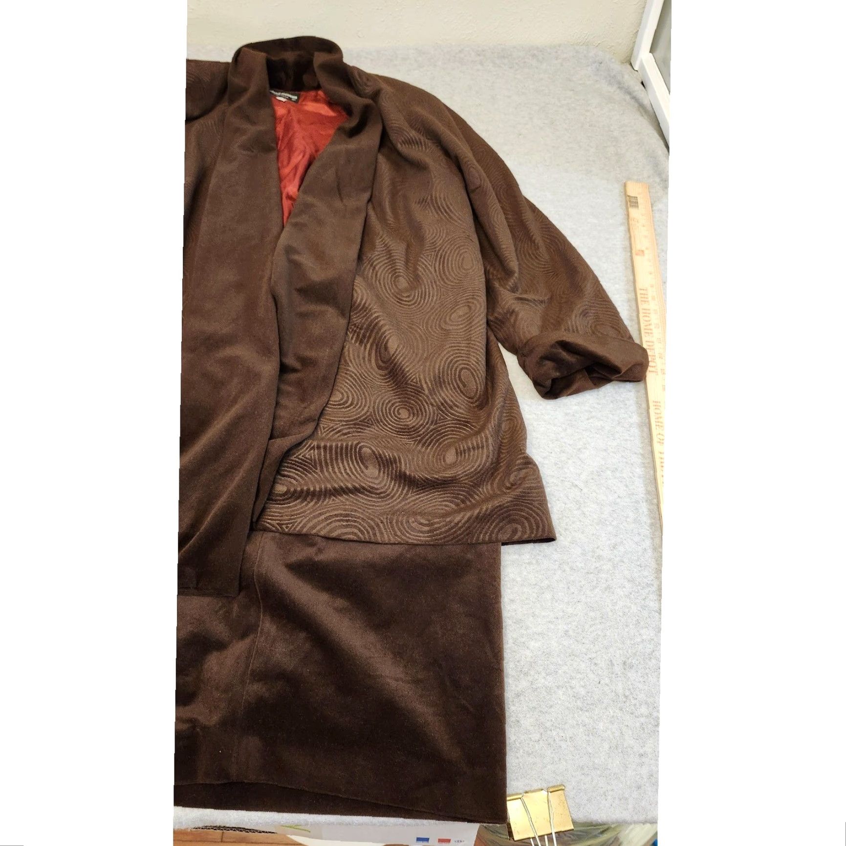 Vintage VINTAGE Chad Stevens 2 Piece Skirt Suit Set Womens 16W Brown Faux Suede Embossed USA Size 38" / US 16 / IT 52 - 3 Thumbnail