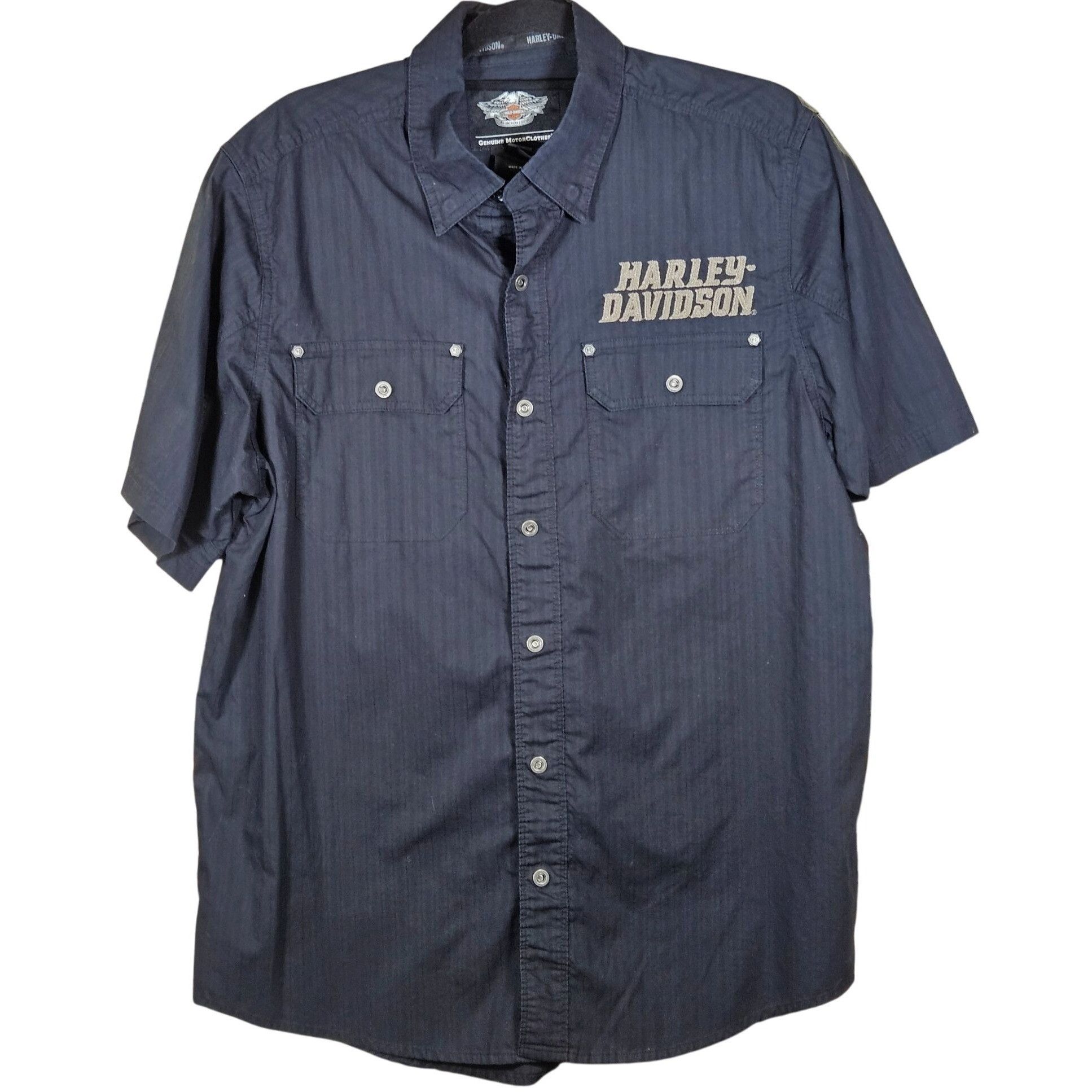 Harley Davidson VTG Harley-Davidson Men Black Button Shirt L Biker Americana Size US L / EU 52-54 / 3 - 2 Thumbnail