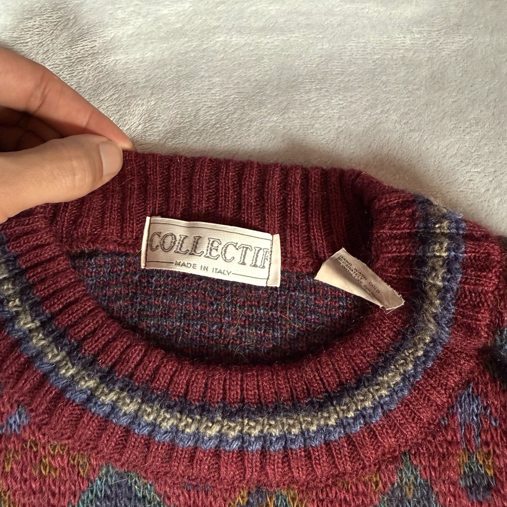 Vintage VINTAGE Collectif Geometric Sweater Mens L Wool Mohair Blend Made In Italy Red 90s Preppy READ! Size US L / EU 52-54 / 3 - 4 Thumbnail