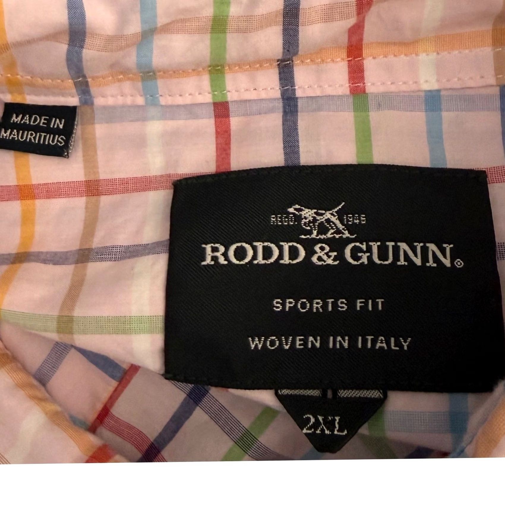 Rodd & Gunn Rodd & Gunn Sports Fit Shirt Rainbow Check Oxford 2XL Albini Italian Cotton Pink Multi Check Button-Up Casual Mens Size US XXL / EU 58 / 5 - 4 Thumbnail