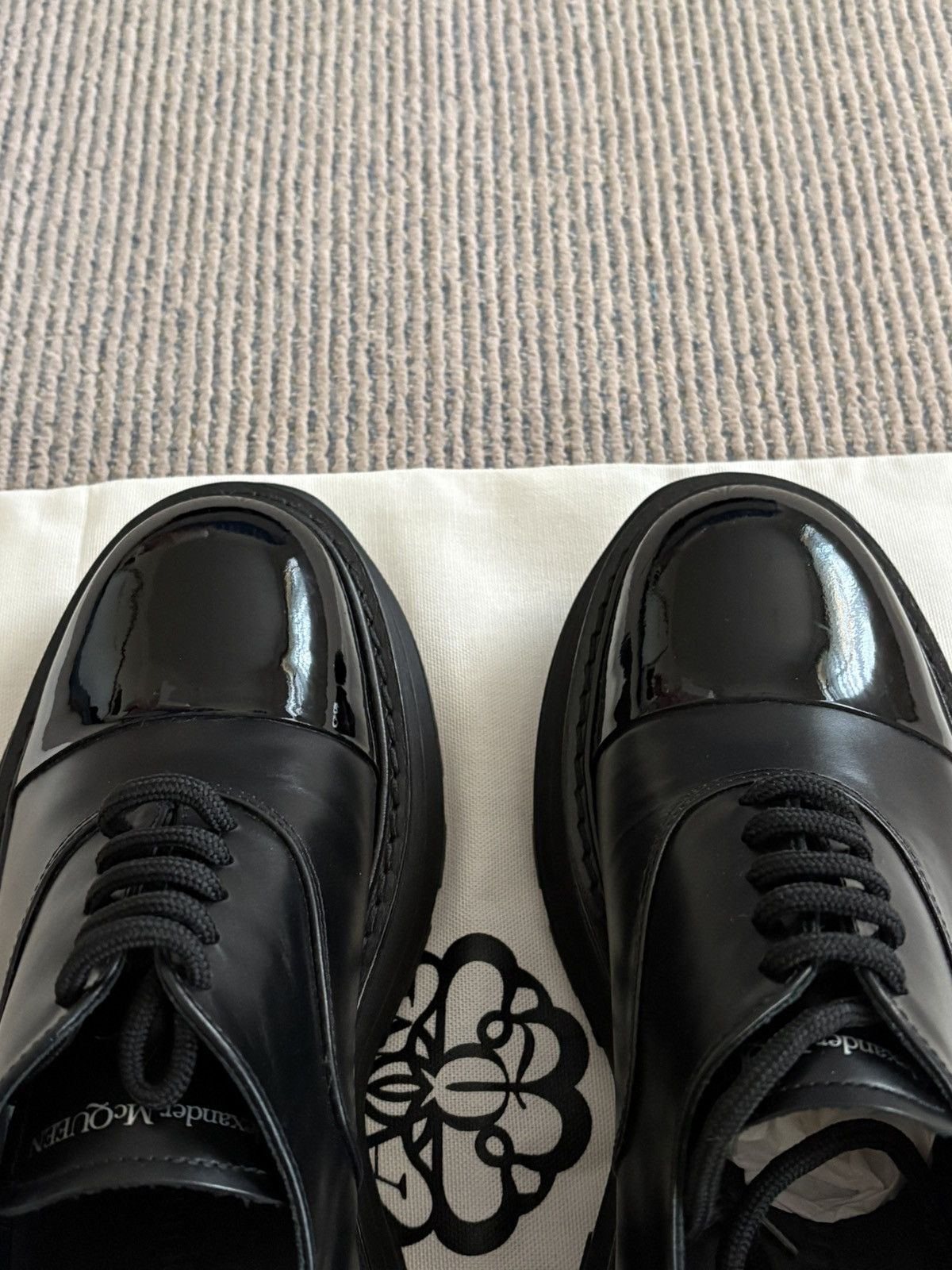Alexander McQueen Black Contrast Leather Tread Derbies Size US 7 / EU 40 - 5 Thumbnail