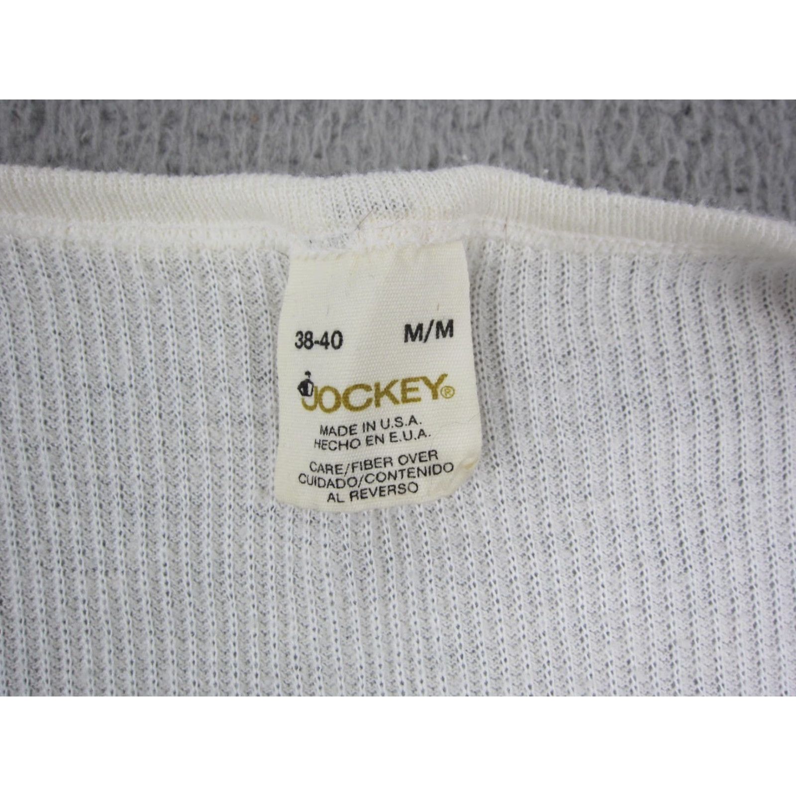 Jockey Jockey Thermal Shirt Mens M Ivory Cream Vintage 60s 70s Made in USA Crew Neck Long Sleeve Cotton Knit Shirt Size US M / EU 48-50 / 2 - 3 Thumbnail