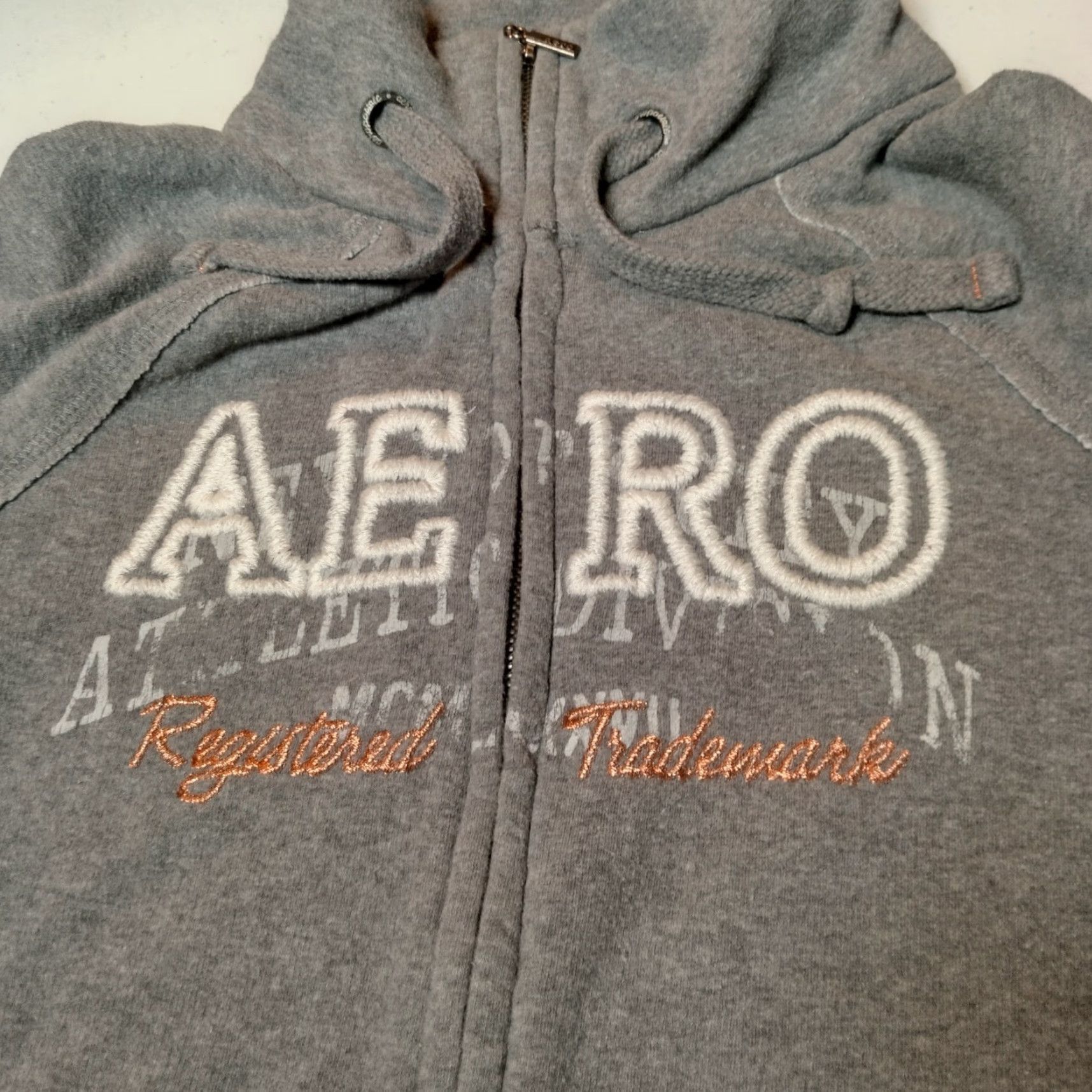 Vintage Aéropostale Sweatshirt M Slim Gray Full Zip Embroidered High Neck AERO Sporty Athleisure Women Size M / US 6-8 / IT 42-44 - 7 Thumbnail