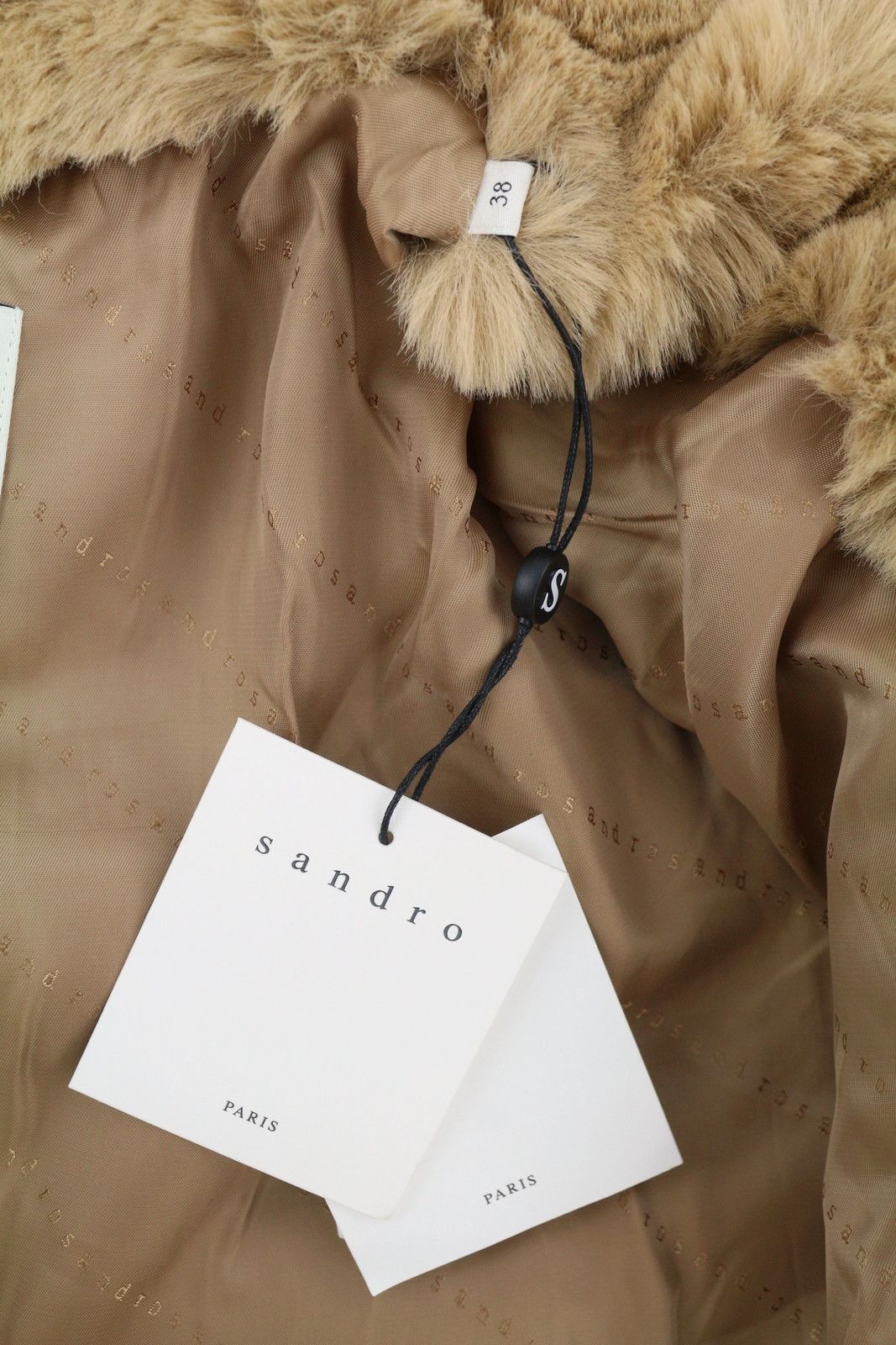 Sandro 38 M Brown Faux Fur Hooded Snap Buttons 88487 Size M / US 6-8 / IT 42-44 - 7 Thumbnail