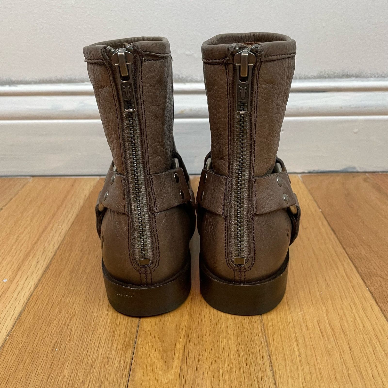 Frye Frye Harness Boots 6B Gray Moto Leather Round Toe Zip Women Size US 6 / IT 36 - 5 Thumbnail