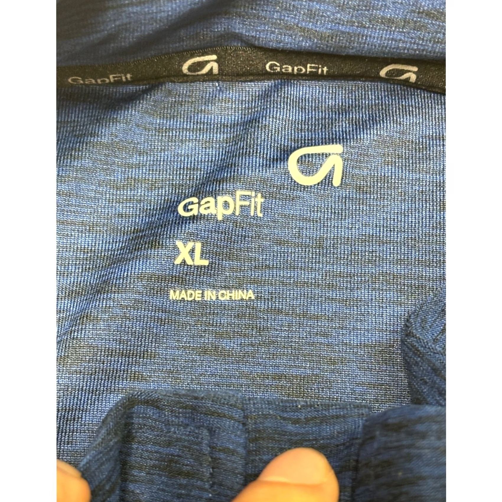Vintage GapFit Men Active Half Zip Pullover Heather Blue XL Polyester Spandex Knit Mock Neck Geometric Athletic Breathable Stretch Gym & Training, Golf Size US XL / EU 56 / 4 - 4 Thumbnail