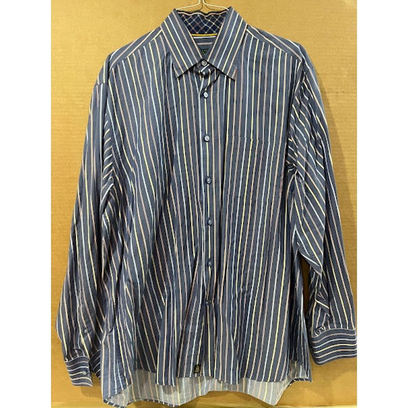 Robert Talbott VTG Robert Talbott Shirt Blue Stripe Button Down Dress XL Size US XL / EU 56 / 4 - 1 Thumbnail