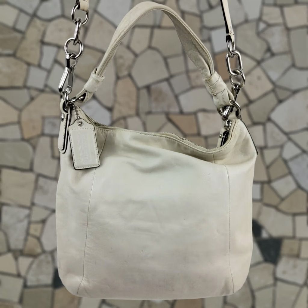 Coach COACH Kristin Leather Convertible Shoulder Hobo Bag Purse 14783 White Handbag Womens Medium Bag Size ONE SIZE - 1 Thumbnail